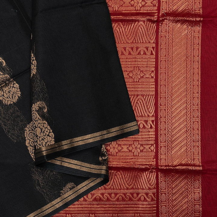 Hayagrivas Black Kora Silk Cotton Saree SSCBF156H2-29