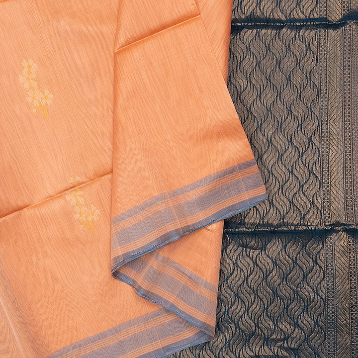 Hayagrivas Peach Orange Kora Silk Cotton Saree SSCBF156H2-47