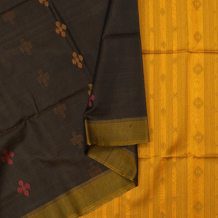 Hayagrivas Brown Kora Silk Cotton Saree SSCBF156H2-5