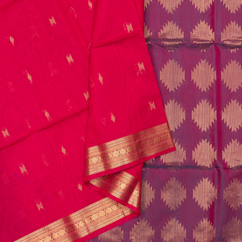 Hayagrivas Rani Pink Kora Silk Cotton Saree SSCBF156H5-9