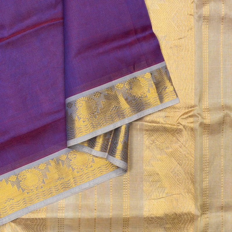 Hayagrivas Purple Pure Ten Yards Silk Cotton Saree SSCBF174I8-1