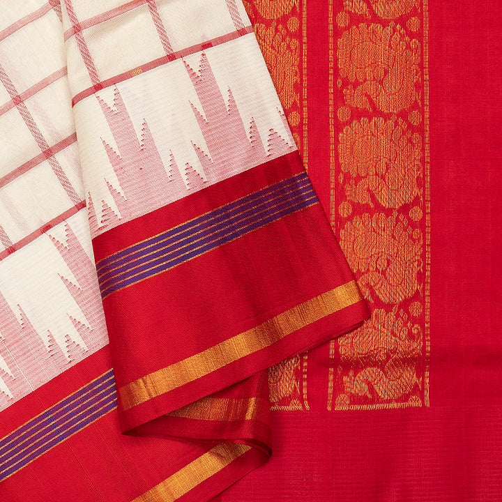 Hayagrivas Half-White Pure Silk Cotton Saree SSCBF175I16-1