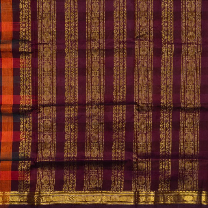 Hayagrivas Multicolour Checks Pure Silk Cotton Saree SSCBF175I5-1