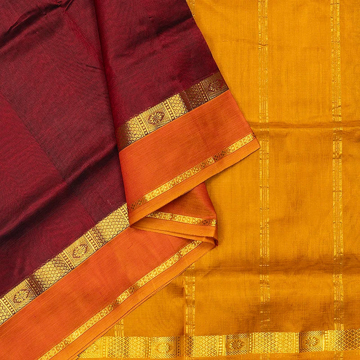 Hayagrivas Maroon Pure Silk Cotton Saree SSCBF175I6-6