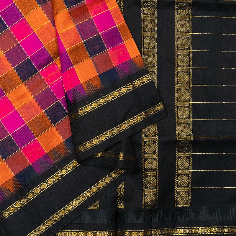 Hayagrivas Multicolour Checks Pure Silk Cotton Saree SSCBF176I3-1