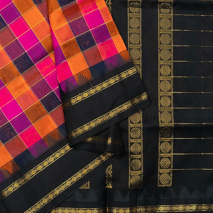 Hayagrivas Multicolour Checks Pure Silk Cotton Saree SSCBF176I3-1