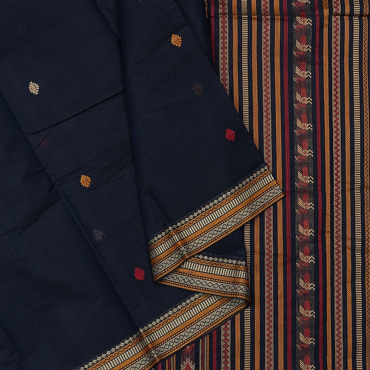 Hayagrivas Navy Blue Handloom Kanchi Cotton Saree SSCBF177I1-5