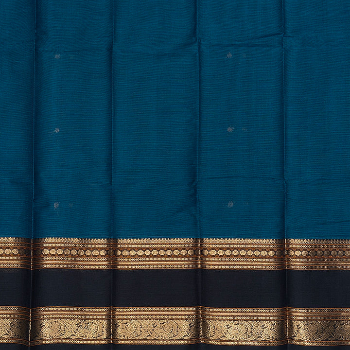 Hayagrivas Peacock Blue Handloom Kanchi Cotton Saree SSCBF177I10-6