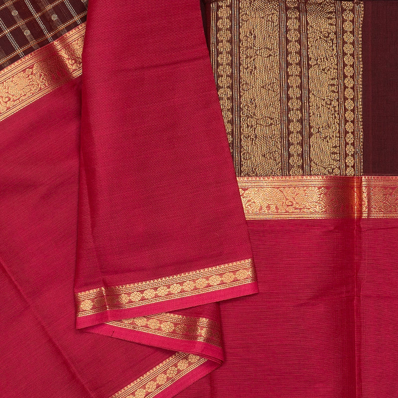 Hayagrivas Burgundy Handloom Kanchi Cotton Saree SSCBF177I12-7