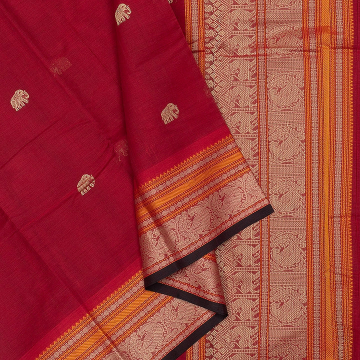 Hayagrivas Reddish-Pink Handloom Kanchi Cotton Saree SSCBF177I5-8