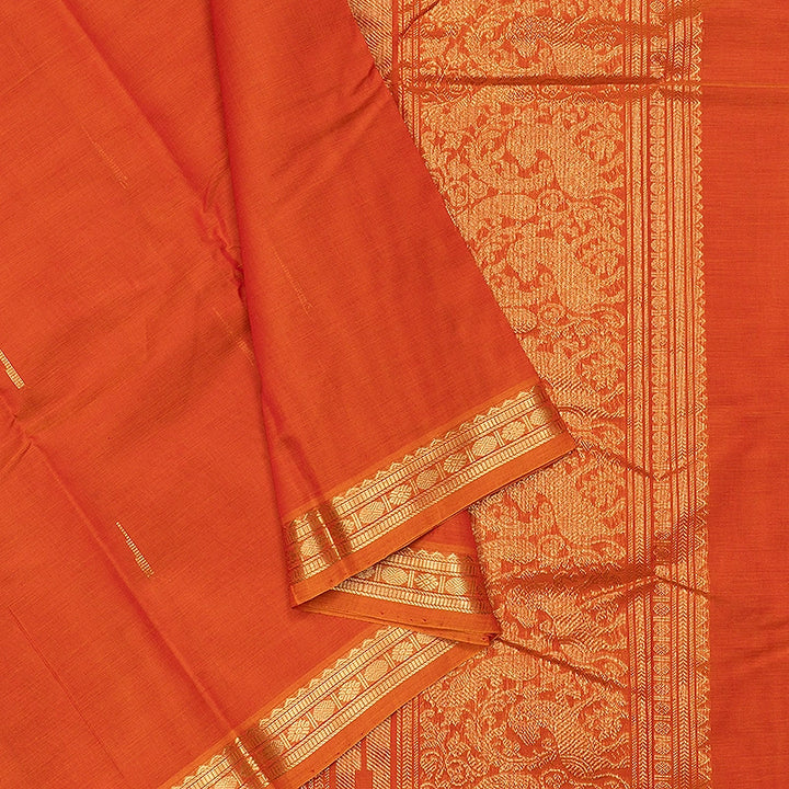Hayagrivas Orange Handloom Kanchi Cotton Saree SSCBF177I6-9