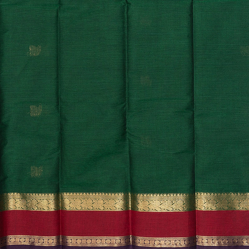 Hayagrivas Bottle Green Handloom Kanchi Cotton Saree SSCBF177I7-4