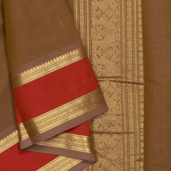 Hayagrivas Khaki Brown Handloom Kanchi Cotton Saree SSCBF177I7-6
