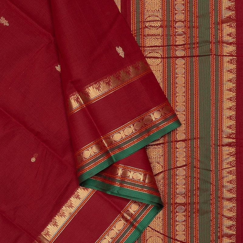 Hayagrivas Maroon Handloom Kanchi Cotton Saree SSCBF177I7-7