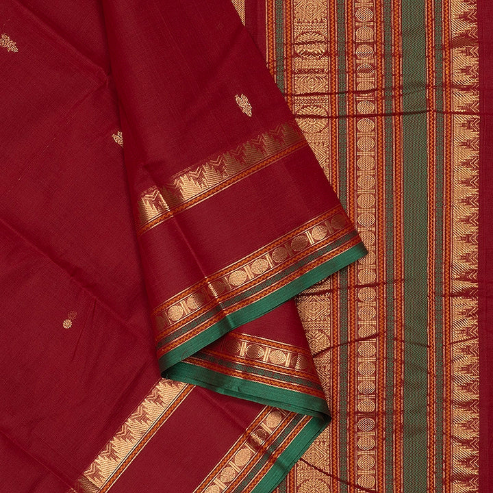 Hayagrivas Maroon Handloom Kanchi Cotton Saree SSCBF177I7-7