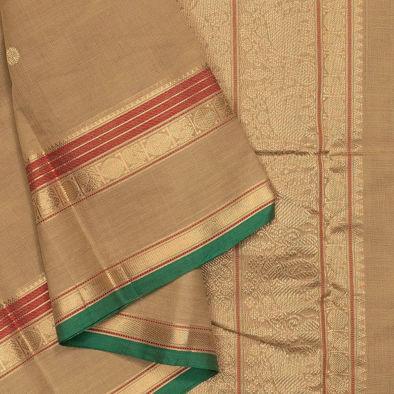 Hayagrivas Beige Handloom Kanchi Cotton Saree SSCBF177I8-1