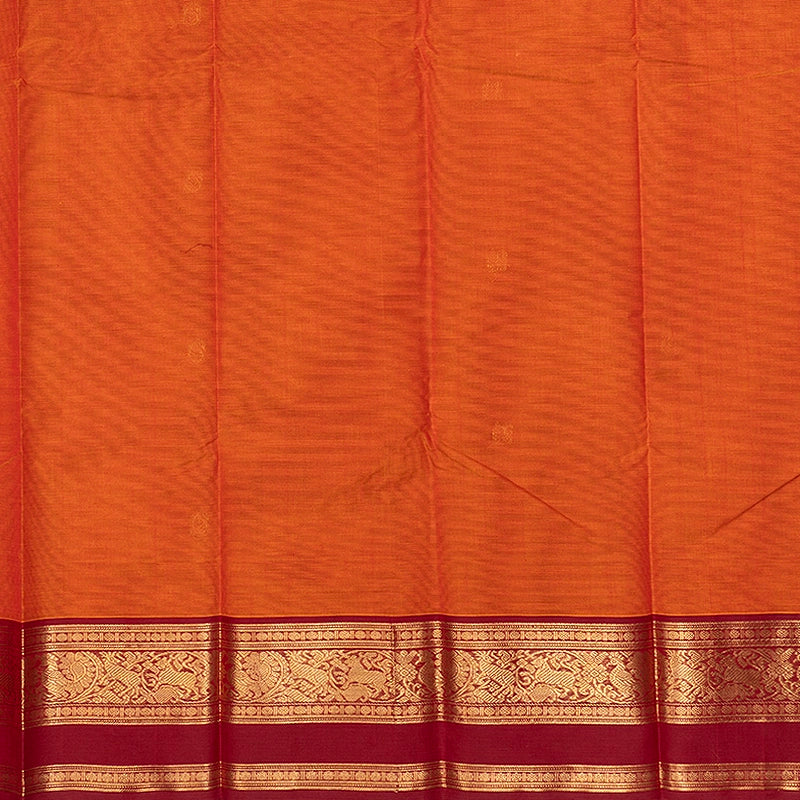Hayagrivas Sunset Orange Handloom Kanchi Cotton Saree SSCBF177I8-16