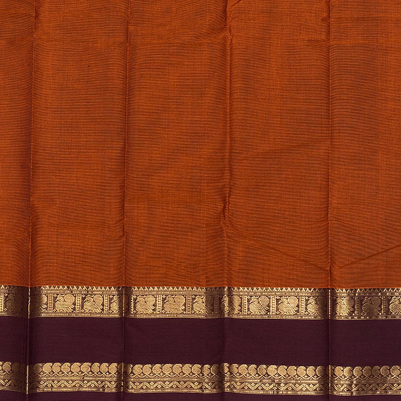 Hayagrivas Rust Orange Handloom Kanchi Cotton Saree SSCBF177I8-5