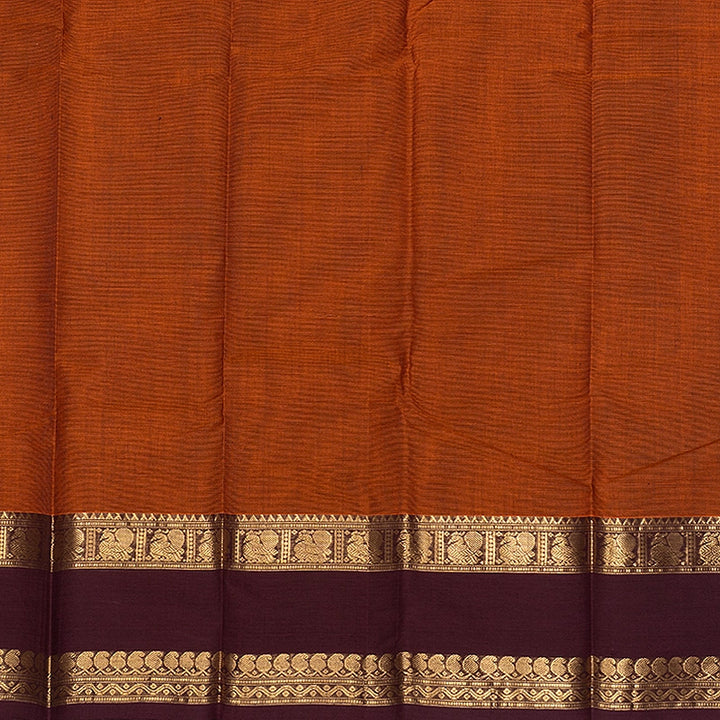 Hayagrivas Rust Orange Handloom Kanchi Cotton Saree SSCBF177I8-5
