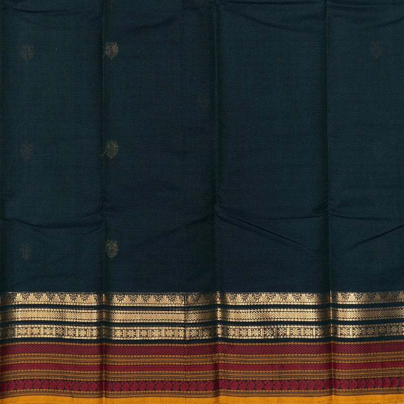 Hayagrivas Deep Teal Green Handloom Kanchi Cotton Saree SSCBF177I8-6