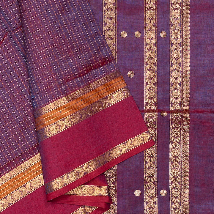 Hayagrivas Blue-Purple Kanchi Silk Cotton Saree SSCBF179I12-19