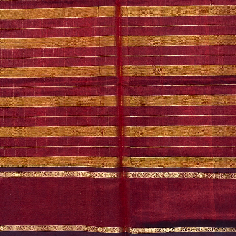 Hayagrivas Maroon &amp; Mustard Checks Kanchi Silk Cotton Saree SSCBF179I13-5