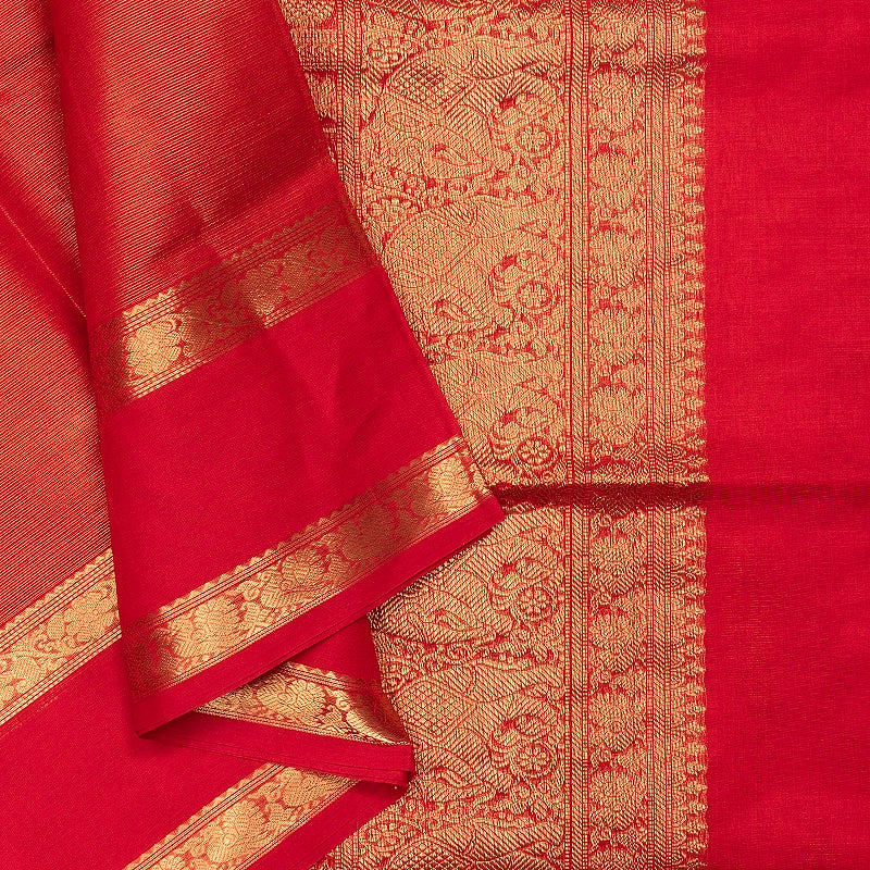 Hayagrivas Tomato Red Kanchi Silk Cotton Saree SSCBF179I13-8