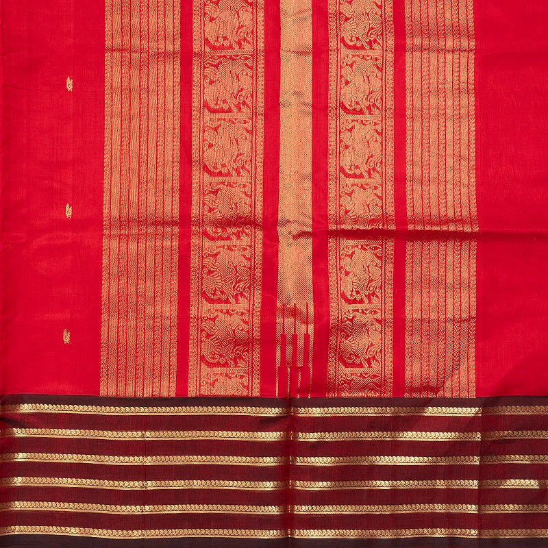 Hayagrivas Red Kanchi Silk Cotton Saree SSCBF179I5-10