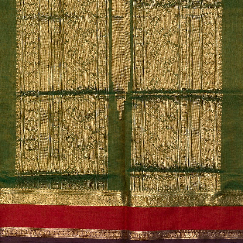 Hayagrivas Parrot Green Kanchi Silk Cotton Saree SSCBF179I5-9