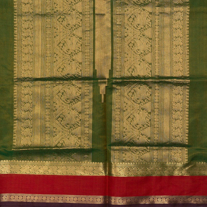 Hayagrivas Parrot Green Kanchi Silk Cotton Saree SSCBF179I5-9