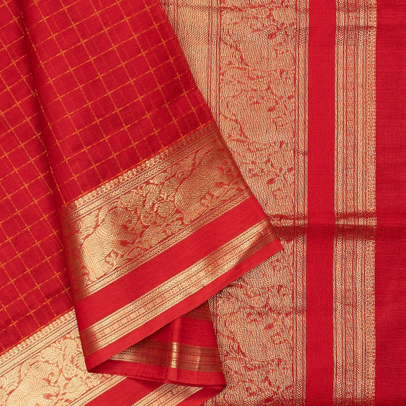 Hayagrivas Red Kanchi Silk Cotton Saree SSCBF179I8-5