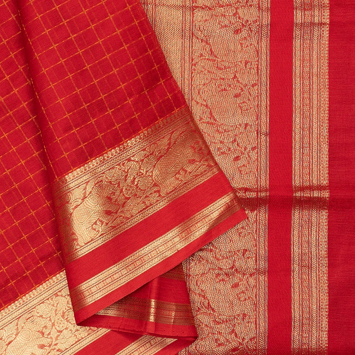 Hayagrivas Red Kanchi Silk Cotton Saree SSCBF179I8-5