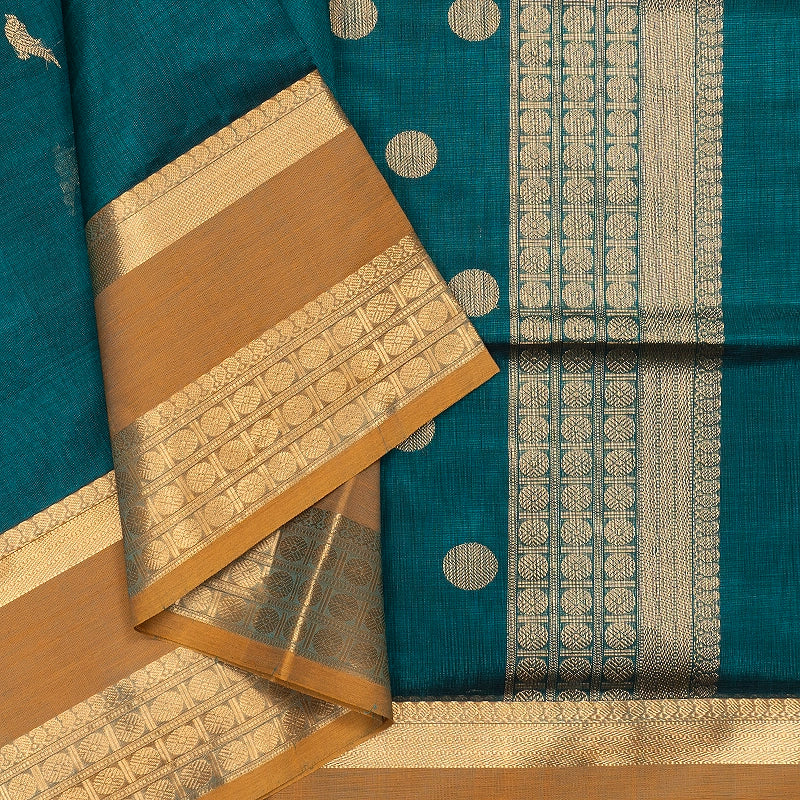 Hayagrivas Emerald Green Kanchi Silk Cotton Saree SSCBF179I9-10