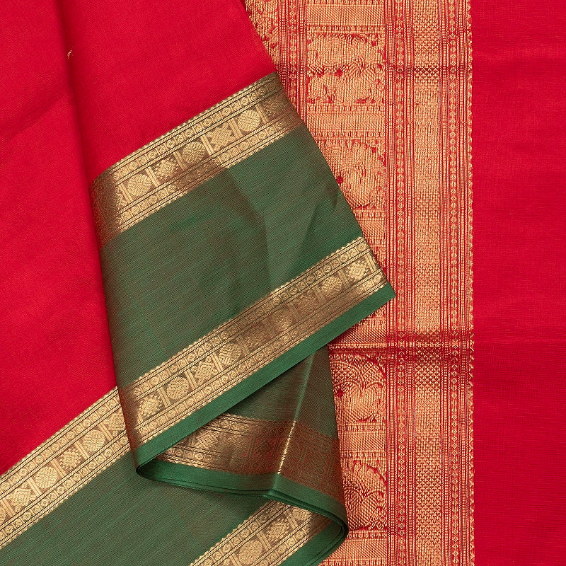 Hayagrivas Red Kanchi Silk Cotton Saree SSCBF179I9-13