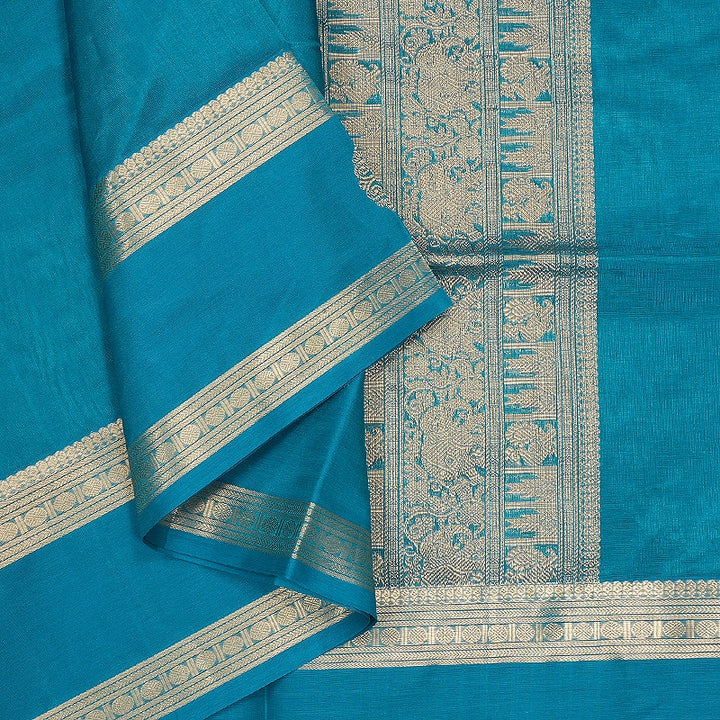 Hayagrivas Turquoise Blue Kanchi Silk Cotton Saree SSCBF179I9-24