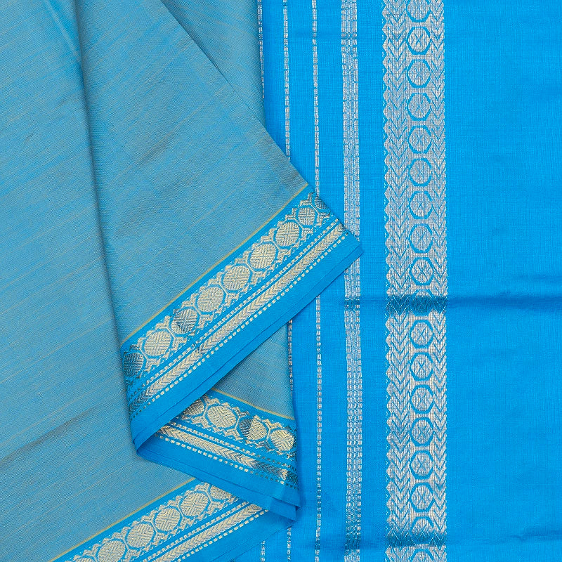 Hayagrivas Yellowish-Blue Semi Silk Cotton Saree SSCBF180I1-6