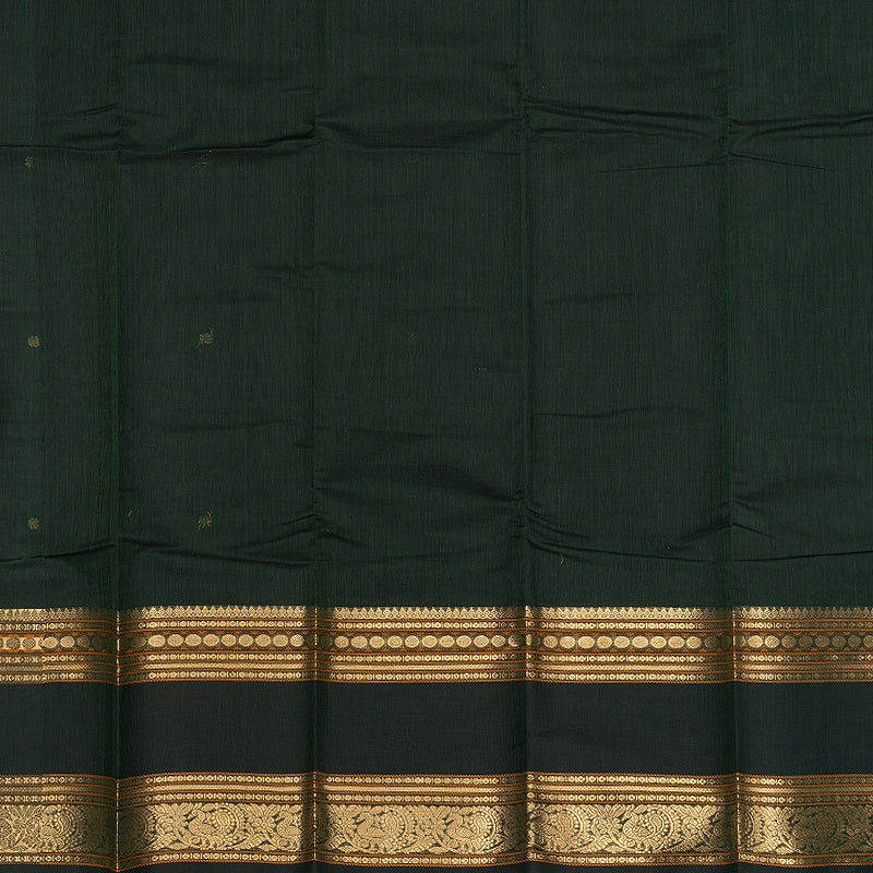 Hayagrivas Bottle Green Handloom Kanchi Cotton Saree SSCBF66E7-1
