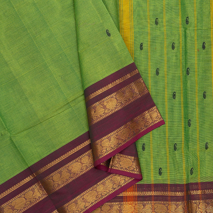 Hayagrivas Fluorescent Green Handloom Chettinad Cotton Saree SSKBF86F1-8