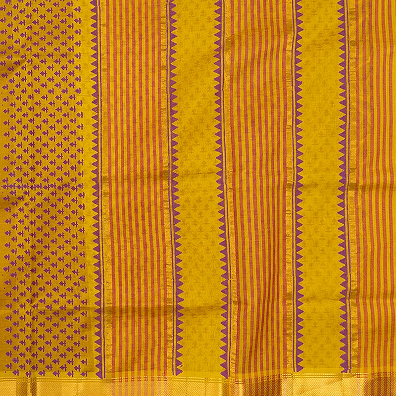 Hayagrivas Vadamalli Purple Pure Printed Silk Cotton Saree HBF195E1-1