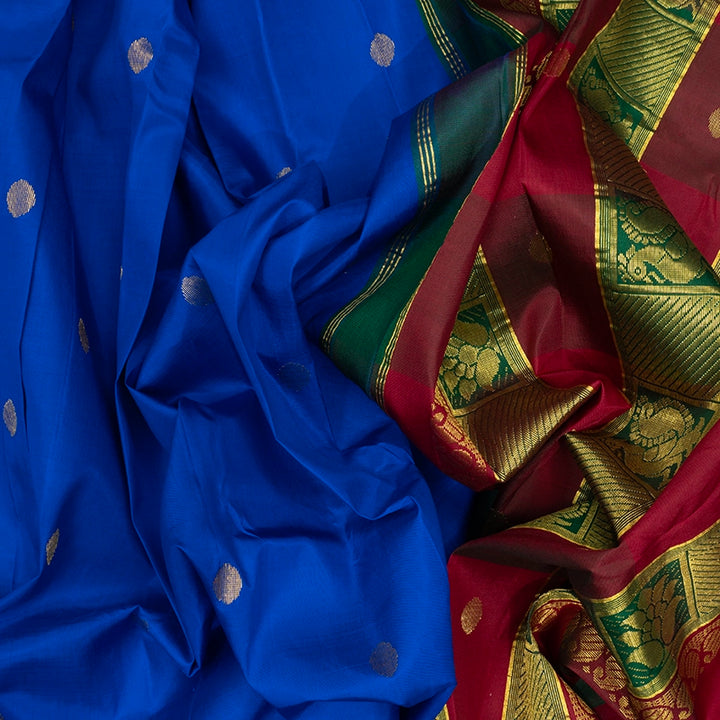 Hayagrivas MS Blue Handloom Kanjivaram Silk Saree KBF448F4-5