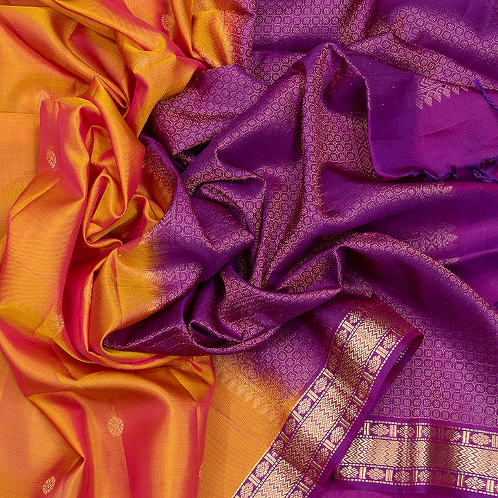 Hayagrivas Orangish Pink Handloom Soft Silk Saree KBF532G4-23