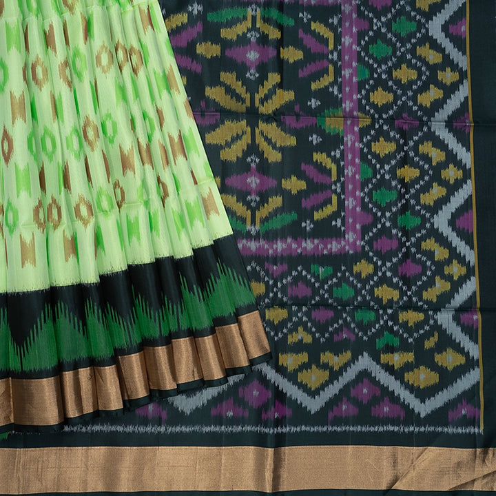 Hayagrivas Pista Green Handloom Ikkat Soft Silk Saree KBE2150A1-40
