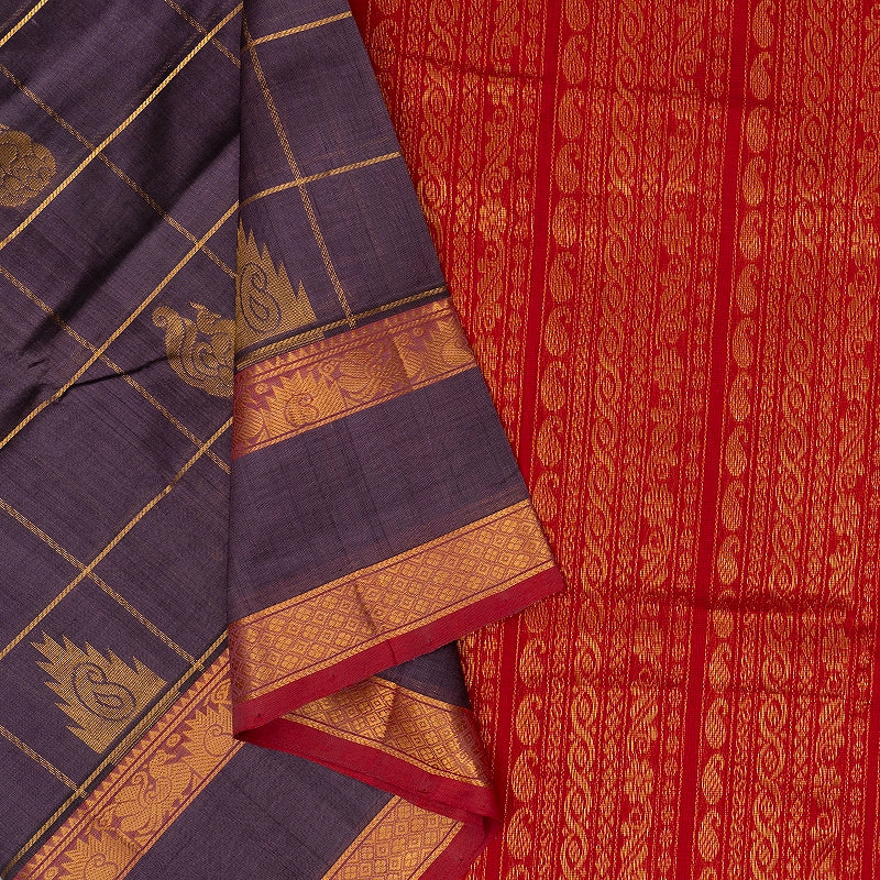 Hayagrivas Dusky Purple Pure Silk Cotton Saree SSCBF16D5-14
