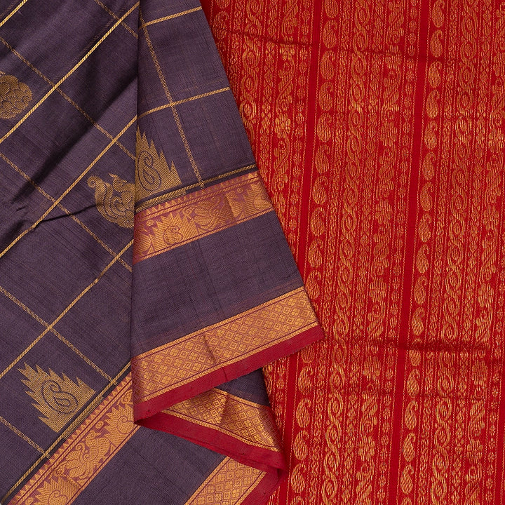 Hayagrivas Dusky Purple Pure Silk Cotton Saree SSCBF16D5-14