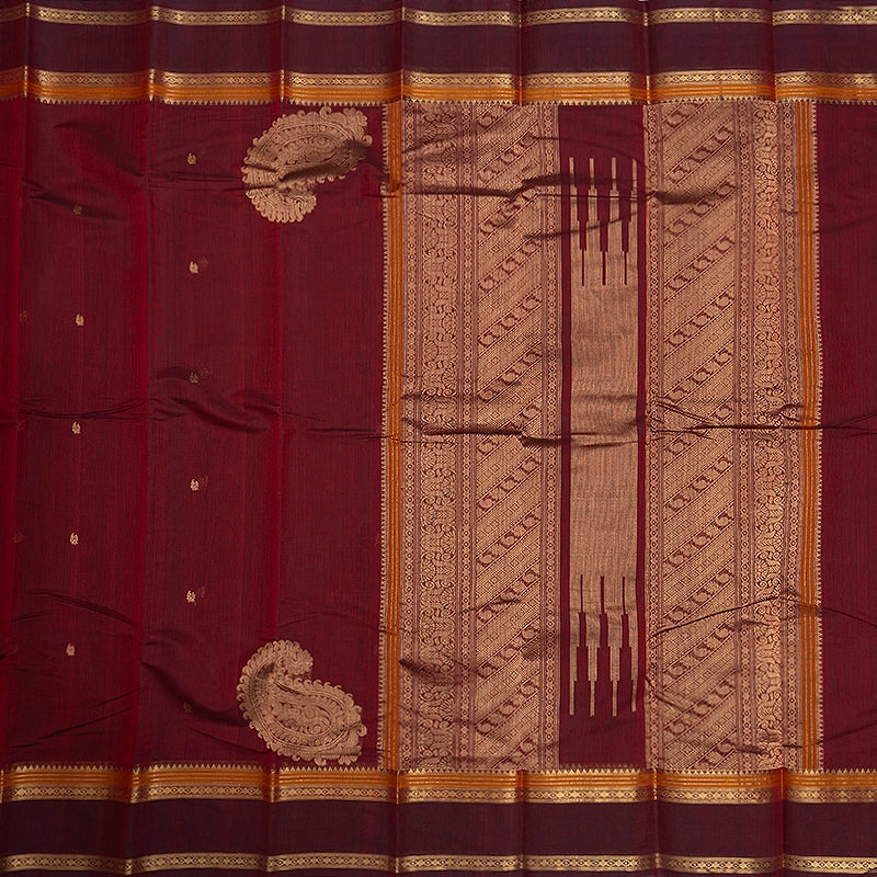 Hayagrivas Maroon Handloom Kanchi Cotton Saree SSCBF66E5-6