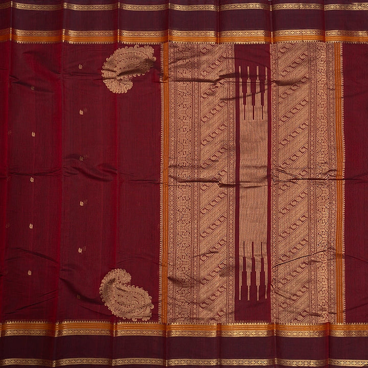 Hayagrivas Maroon Handloom Kanchi Cotton Saree SSCBF66E5-6