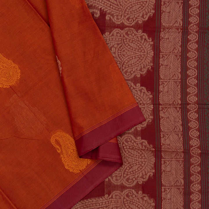 Hayagrivas Rust Orange Handloom Kanchi Cotton Saree KSBE90A7-3