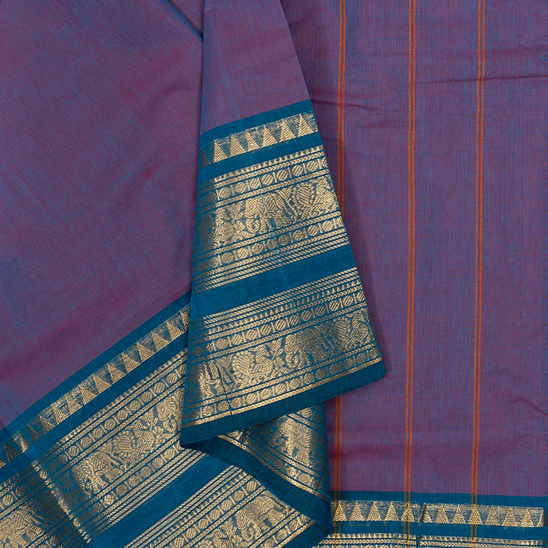 Hayagrivas Blue-Purple Handloom Chettinad Cotton Saree SSKBF87F1-63