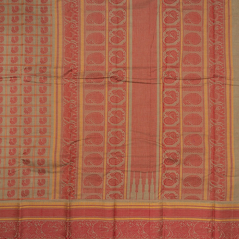 Hayagrivas Beige Handloom Kanchi Cotton Saree SSCBF66E6-13