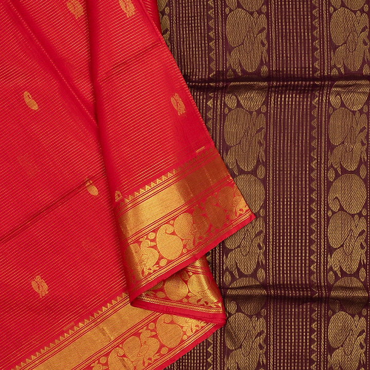 Hayagrivas Red Kora Silk Cotton Saree KBE1678K2-22